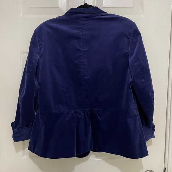Talbots Womens Royal Blue Velvet Blazer Jacket Size 14W Whimsygoth Fairy Grunge - Picture 5 of 7